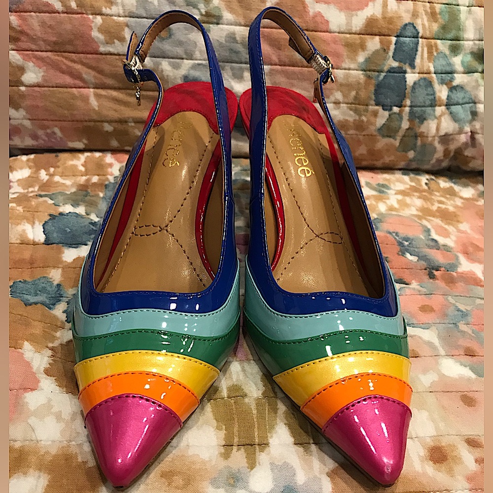 J. Renee Rainbow Slingback Heels